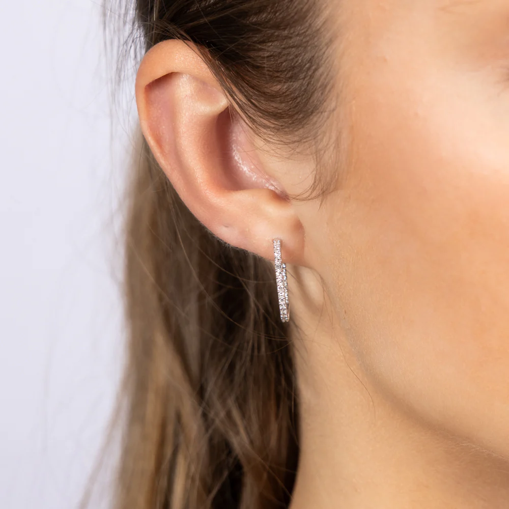 Luminesce Lab Grown Sterling Silver 1/2 Carat Diamond Hoop Earrings - Image 2