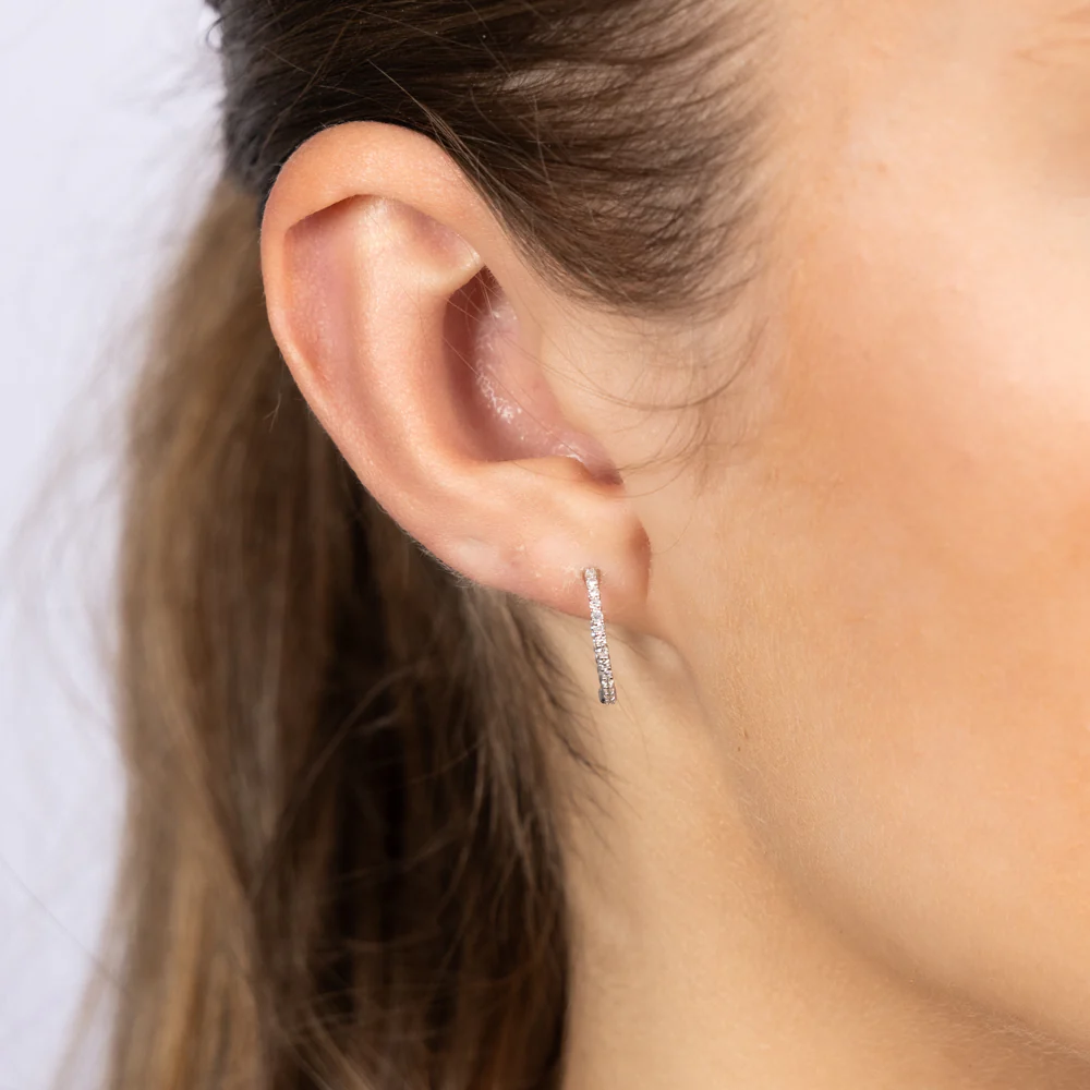 Luminesce Lab Grown Sterling Silver 1/4 Carat Diamond Hoop Earrings - Image 2