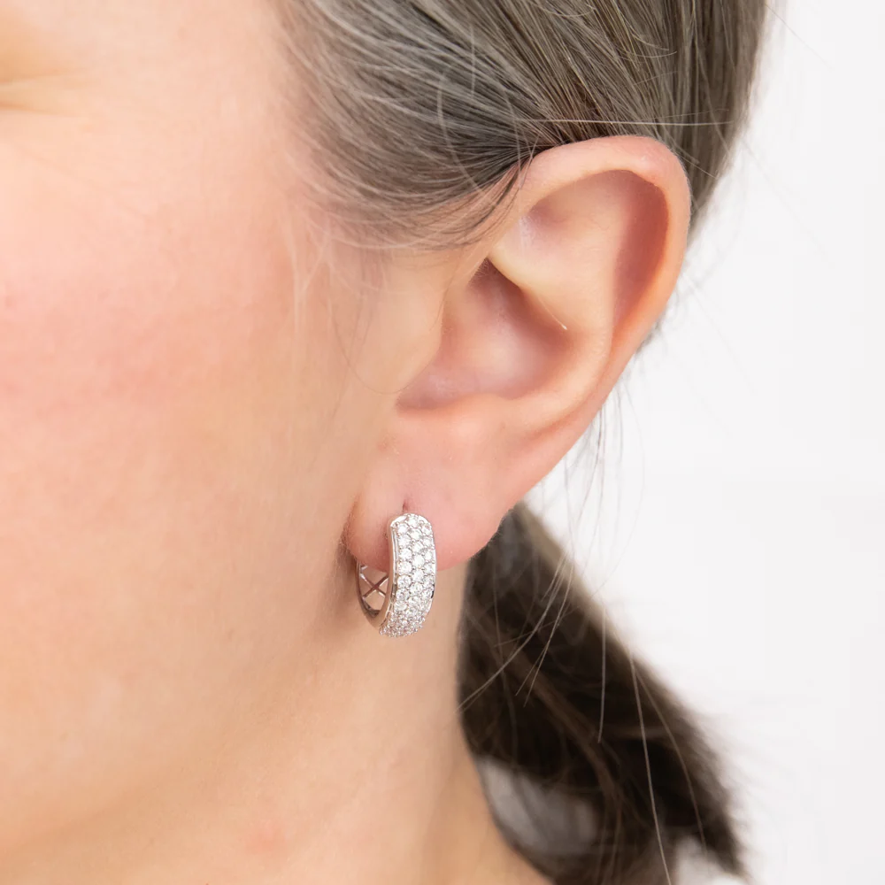 Luminesce Lab Grown Sterling Silver 1 Carat Diamond Hoop Earrings - Image 2