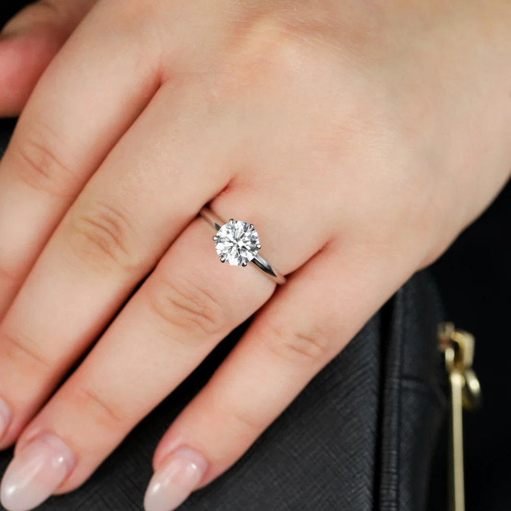 Luminesce Lab Grown Sterling Silver 2 Carat Diamond Solitaire Ring - Image 4