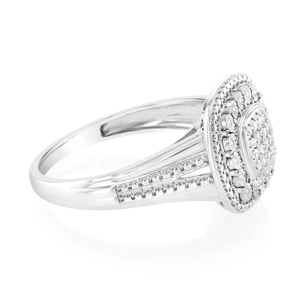 Luminesce Lab Grown Sterling Silver Cluster Shaped Diamond Ring - Image 2