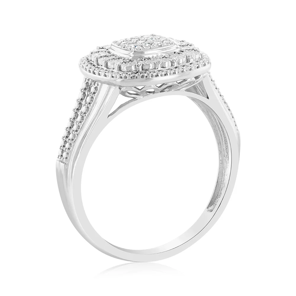 Luminesce Lab Grown Sterling Silver Cluster Shaped Diamond Ring - Image 3