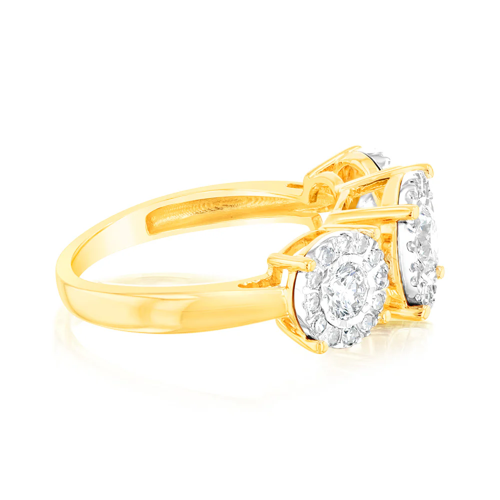 Luminesce Lab Grown Trilogy 1 Carat Diamond Ring in 9ct Yellow Gold - Image 2
