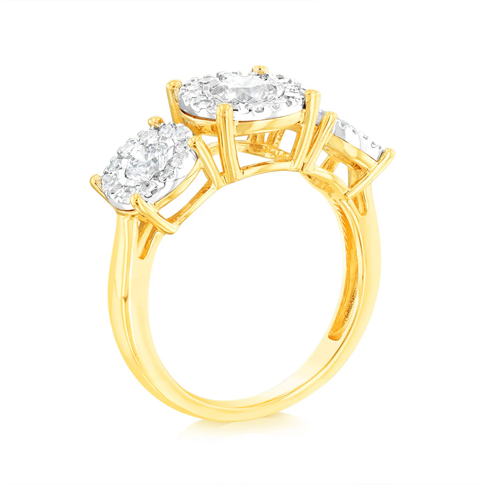 Luminesce Lab Grown Trilogy 1 Carat Diamond Ring in 9ct Yellow Gold - Image 3