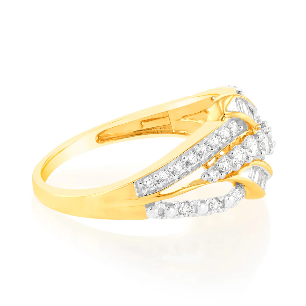 Luminesce Lab Grown Wrap Around 1/2 Carat Diamond Ring in 9ct Yellow Gold - Image 2