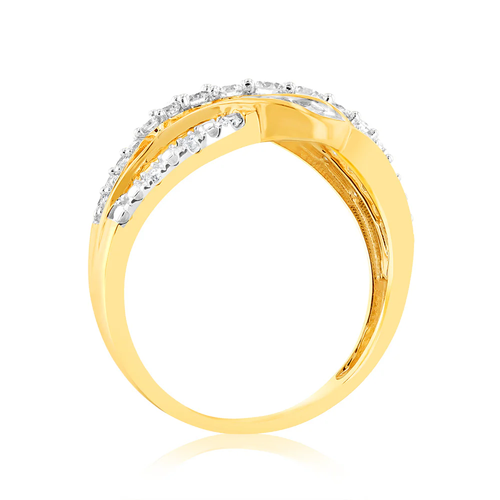 Luminesce Lab Grown Wrap Around 1/2 Carat Diamond Ring in 9ct Yellow Gold - Image 3