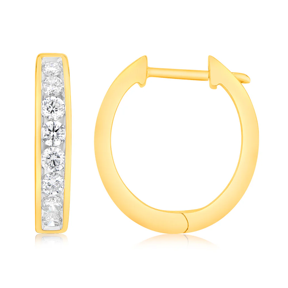 Luminesce Lab Grown1 Carat Diamond Hoop Earrings in 9ct Yellow Gold - Image 2