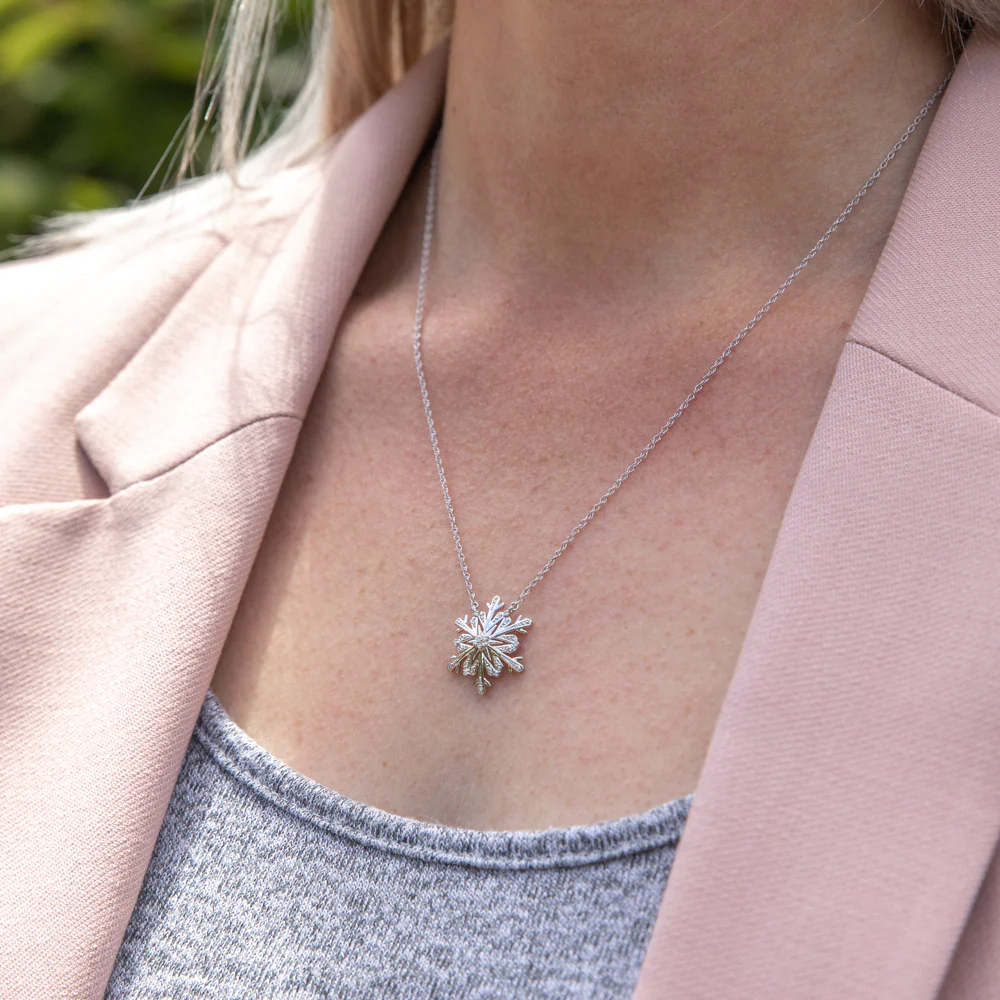 Luminesce Laboratory Grown Diamond Silver Snowflake Pendant - Image 2