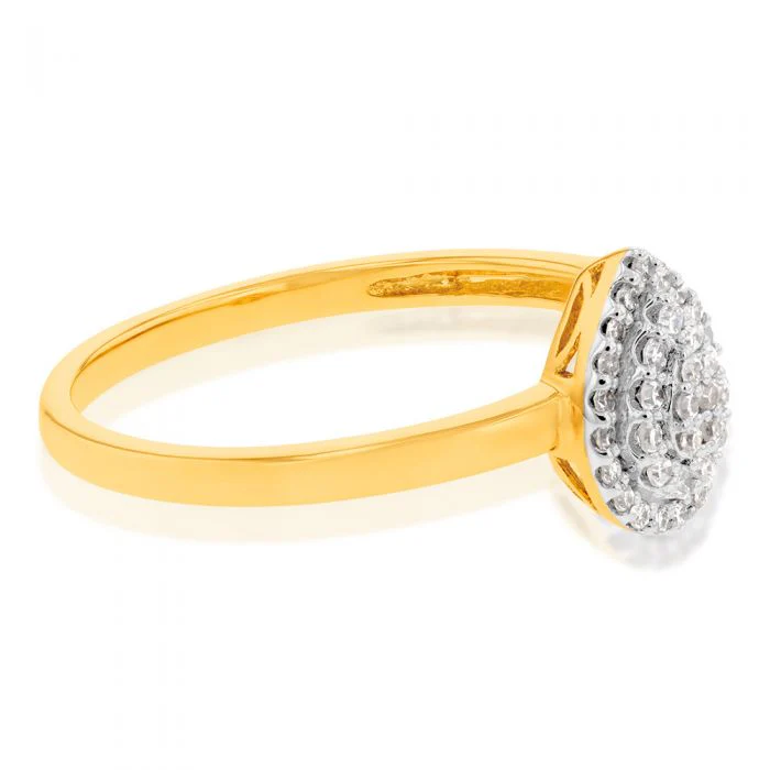 Luminesce Laboratory Grown Pear 1/6 Carat Diamond Ring in 9ct Yellow Gold - Image 2