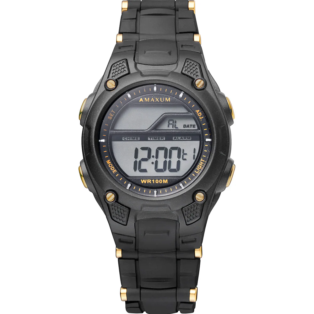 Maxum X2214L1 Black and Gold Digital Unisex Watch - Image 2