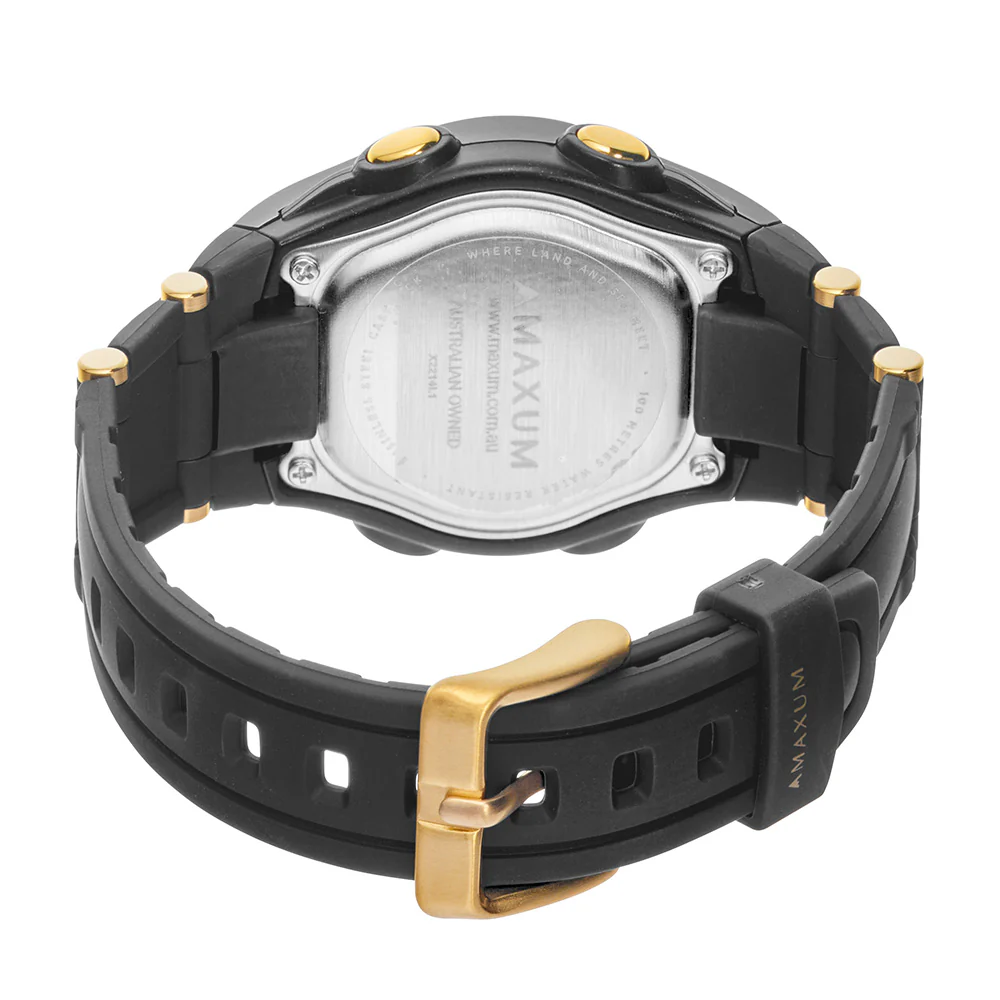 Maxum X2214L1 Black and Gold Digital Unisex Watch - Image 5