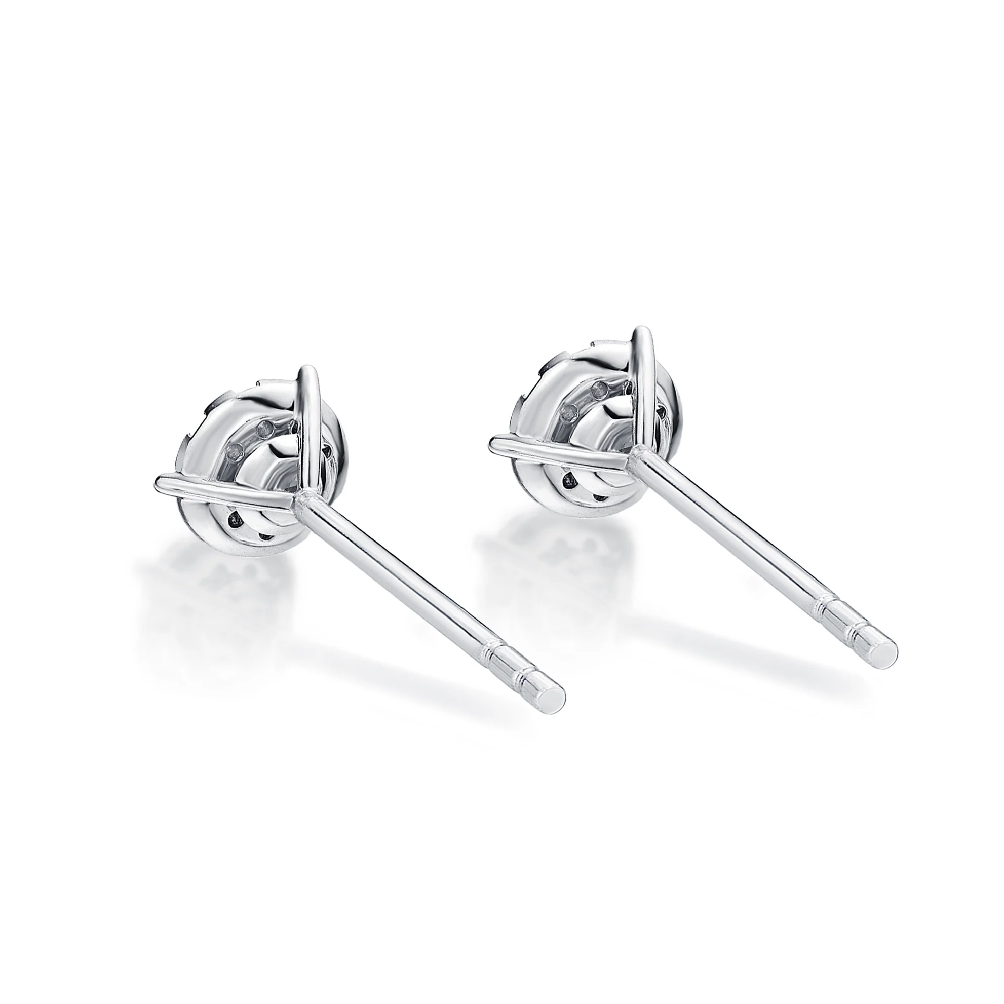 Memoire 18ct White Gold 0.15 Carat Diamond 3 Prong Bouquet Style Stud Earrings - Image 3