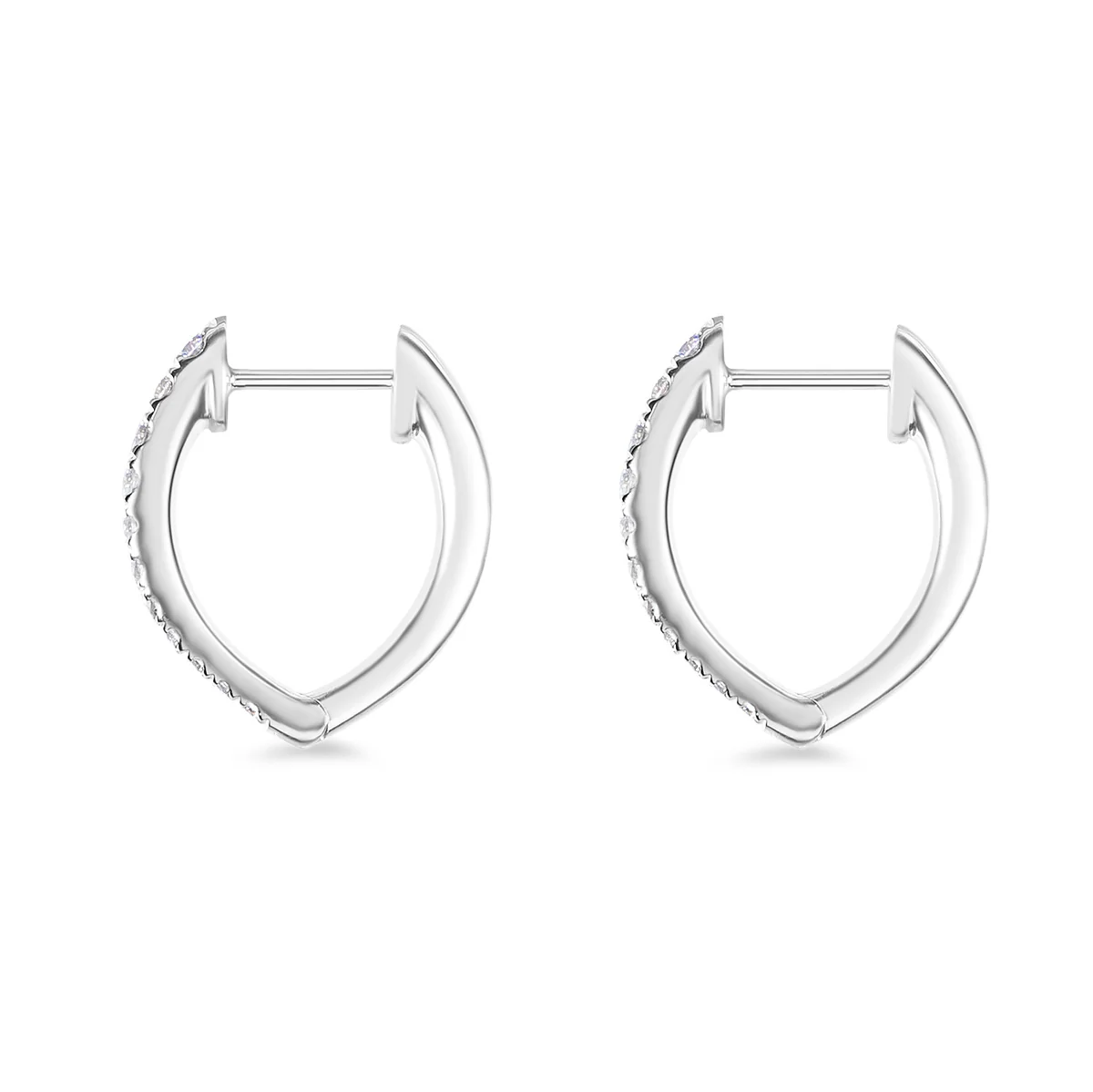 Memoire 18ct White Gold 0.30 Carat Diamond Imperial Hoop Earrings 16X14mm - Image 2