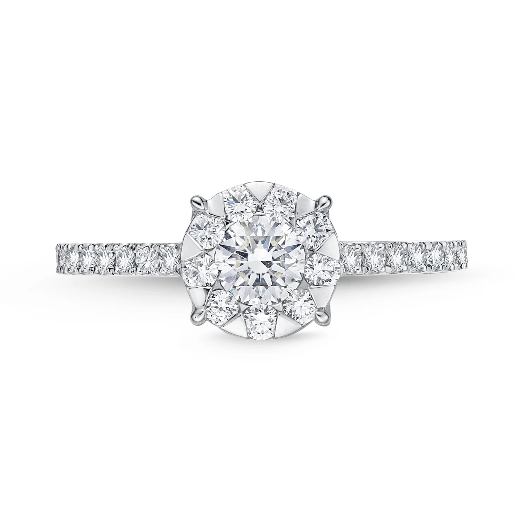 Memoire 18ct White Gold 0.45 Carat Diamond Bouquet Halo Solitaire Ring - Image 2