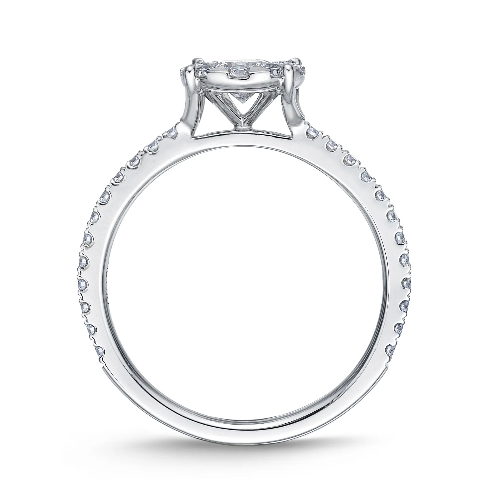 Memoire 18ct White Gold 0.45 Carat Diamond Bouquet Halo Solitaire Ring - Image 3
