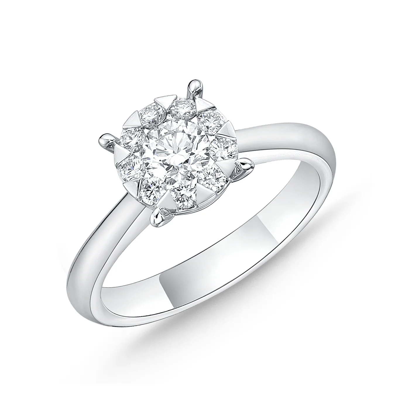 Memoire 18ct White Gold 0.60 Carat Diamond Bouquet Solitaire Ring - Image 3