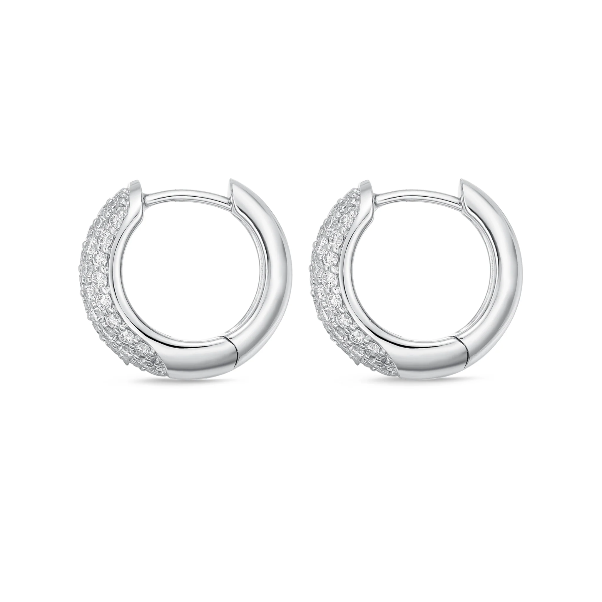 Memoire 18ct White Gold 0.80 Carat Diamond Pave Huggies 13x13mm - Image 2