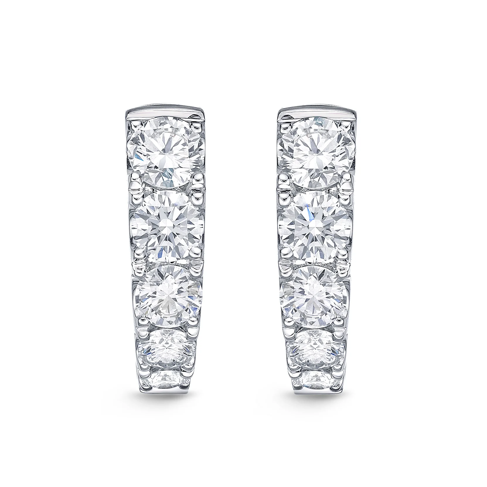 Memoire 18ct White Gold 0.90 Carat Diamond Graduated Huggies 14x14mm - Image 2
