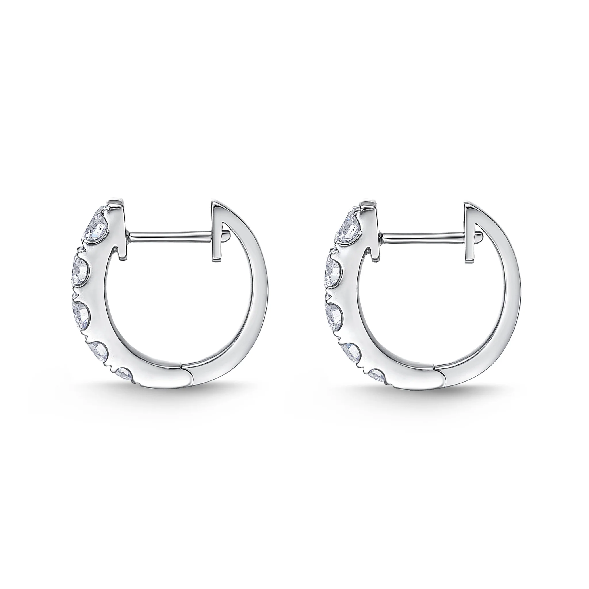 Memoire 18ct White Gold 0.90 Carat Diamond Graduated Huggies 14x14mm - Image 3