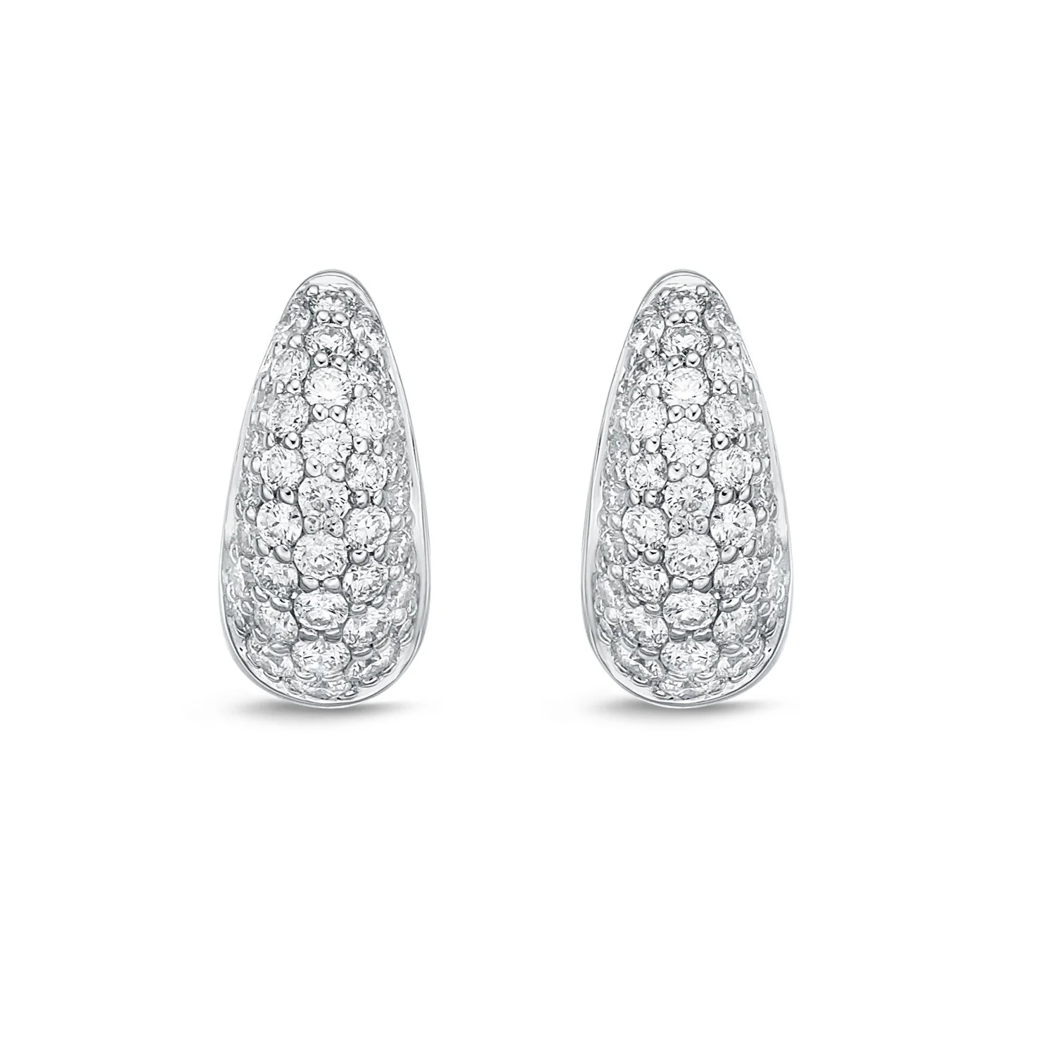 Memoire 18ct White Gold 1/2 Carat Diamond Pave Hoop Earrings - Image 3
