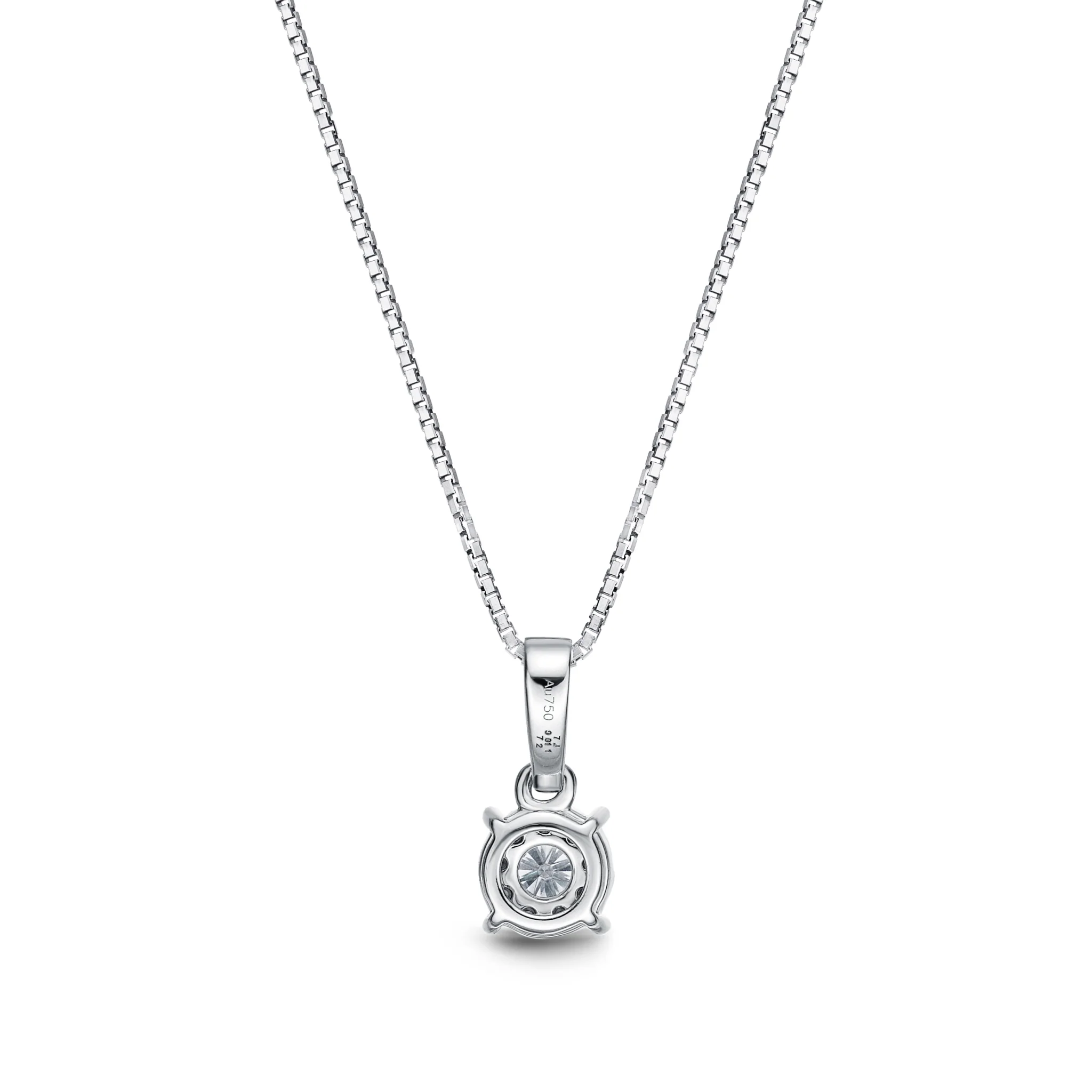 Memoire 18ct White Gold 1/3 Carat Diamond Bale 4 Prong Pendant with Chain - Image 2