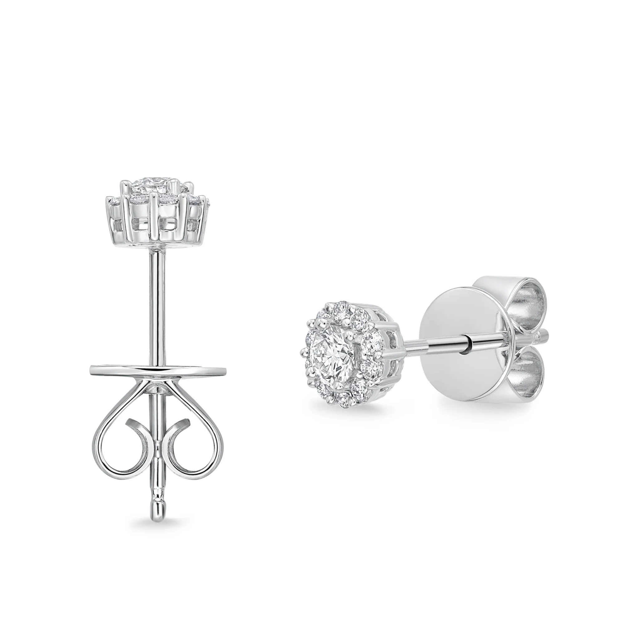 Memoire 18ct White Gold 1/4 Carat Diamond Blossom Style Fashion Studs - Image 2