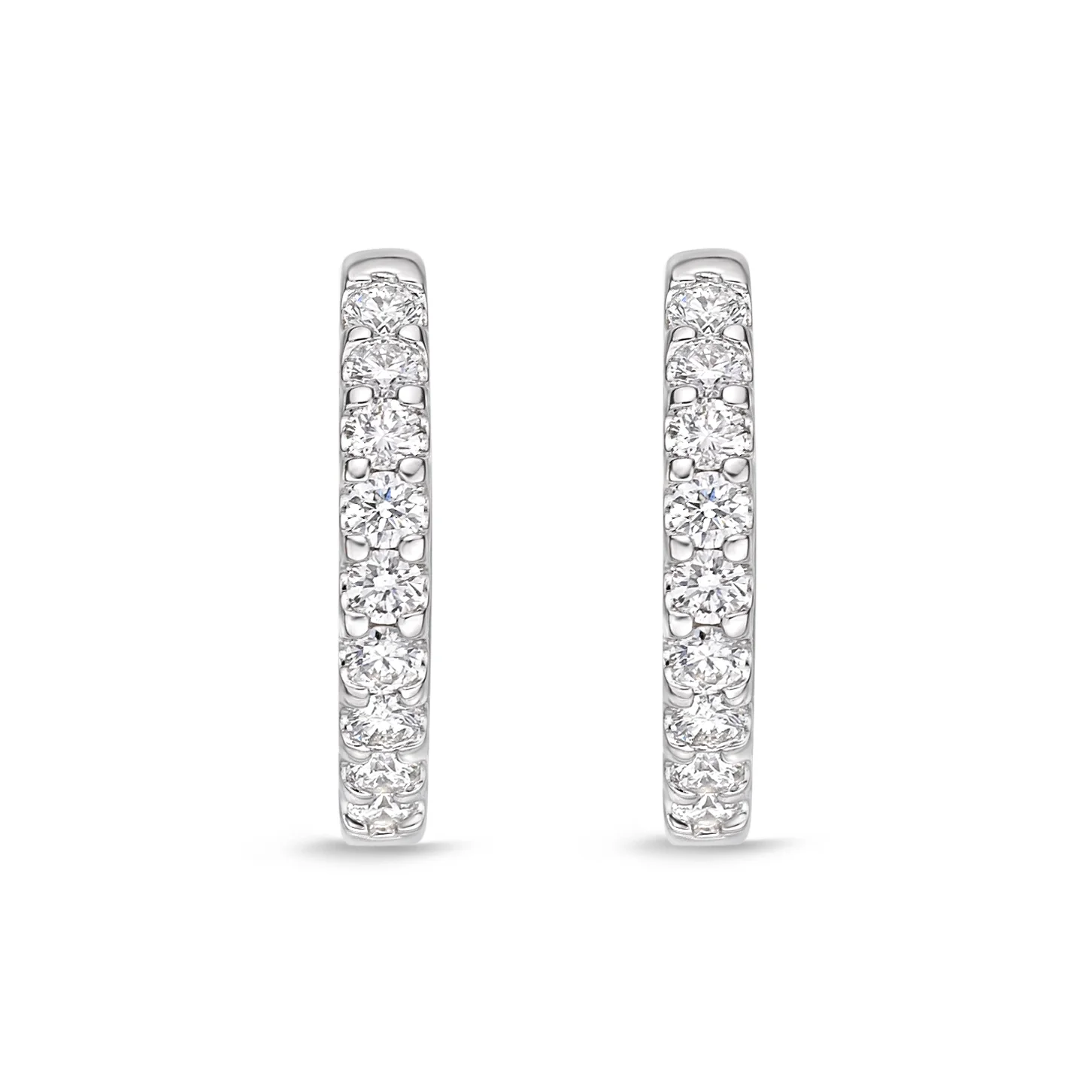 Memoire 18ct White Gold 1/4 Carat Diamond Huggies 12x12mm - Image 2