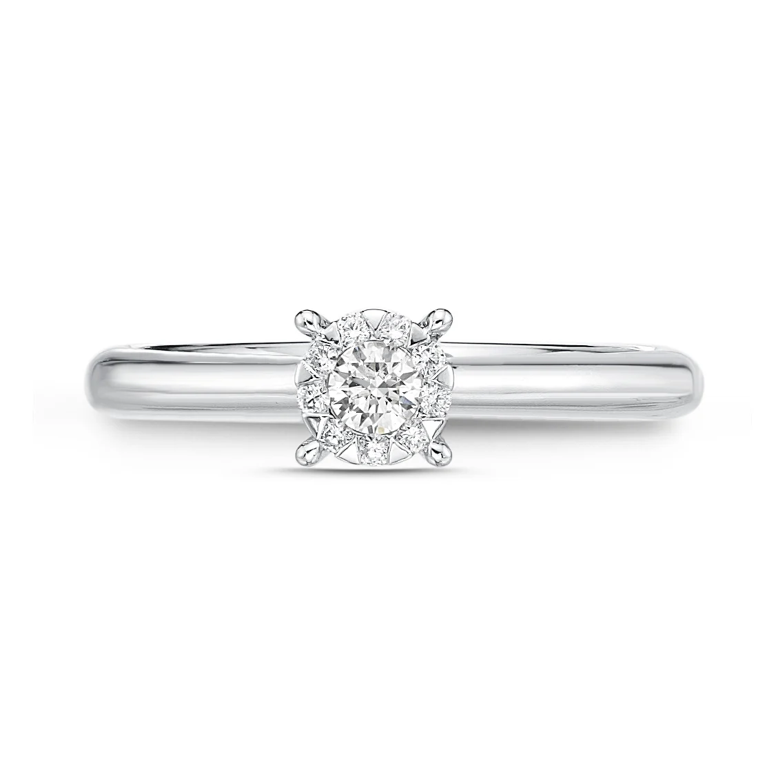 Memoire 18ct White Gold 1/5 Carat Diamond Bouquet Solitaire Ring - Image 2