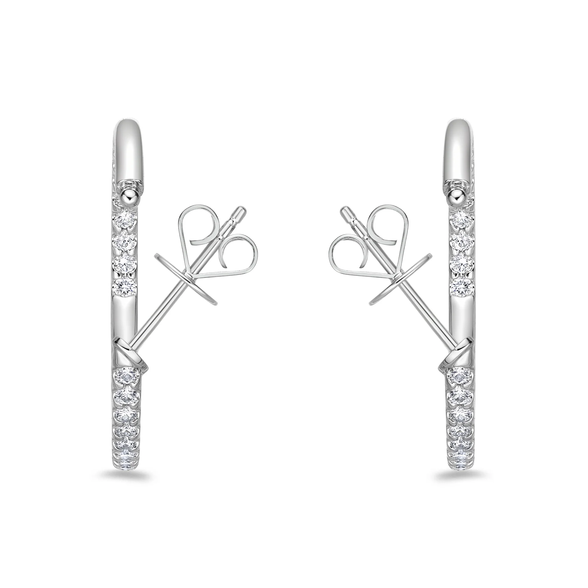 Memoire 18ct White Gold 1 Carat Diamond Odessa Hoop Earrings 24x24mm - Image 3