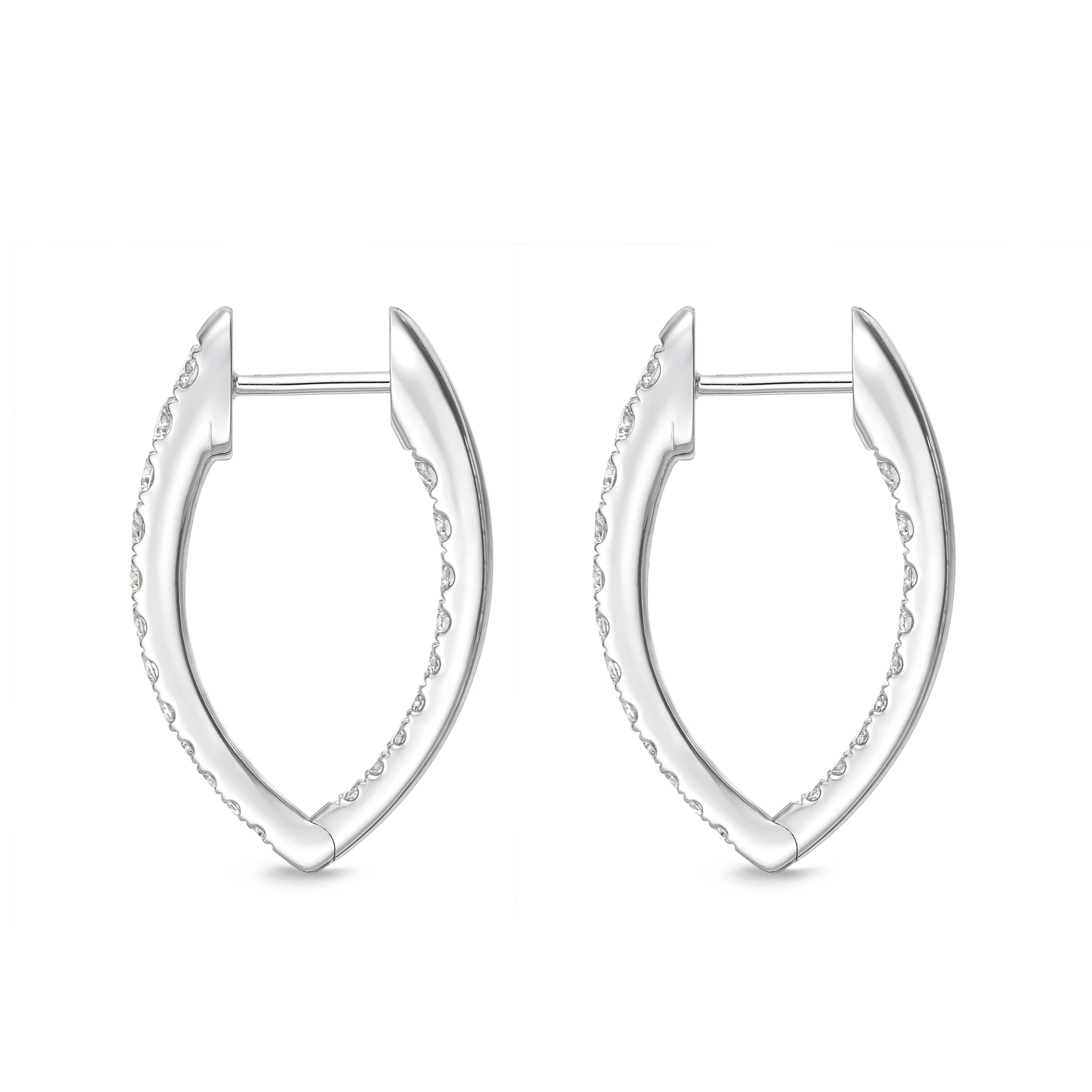 Memoire 18ct White Gold 3/4 Carat Diamond Imperial Hoop Earrings 22X14mm - Image 2