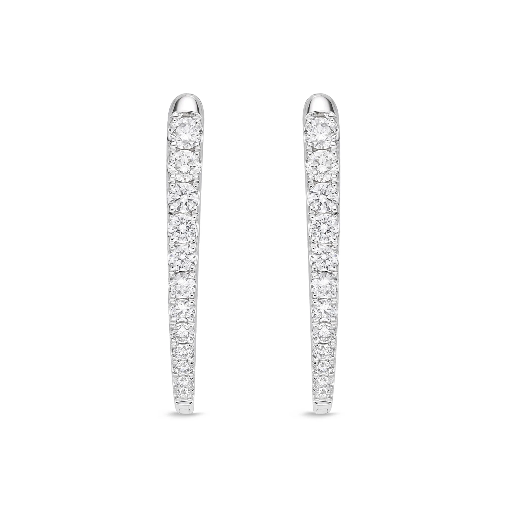 Memoire 18ct White Gold 3/4 Carat Diamond Imperial Hoop Earrings 22X14mm - Image 3