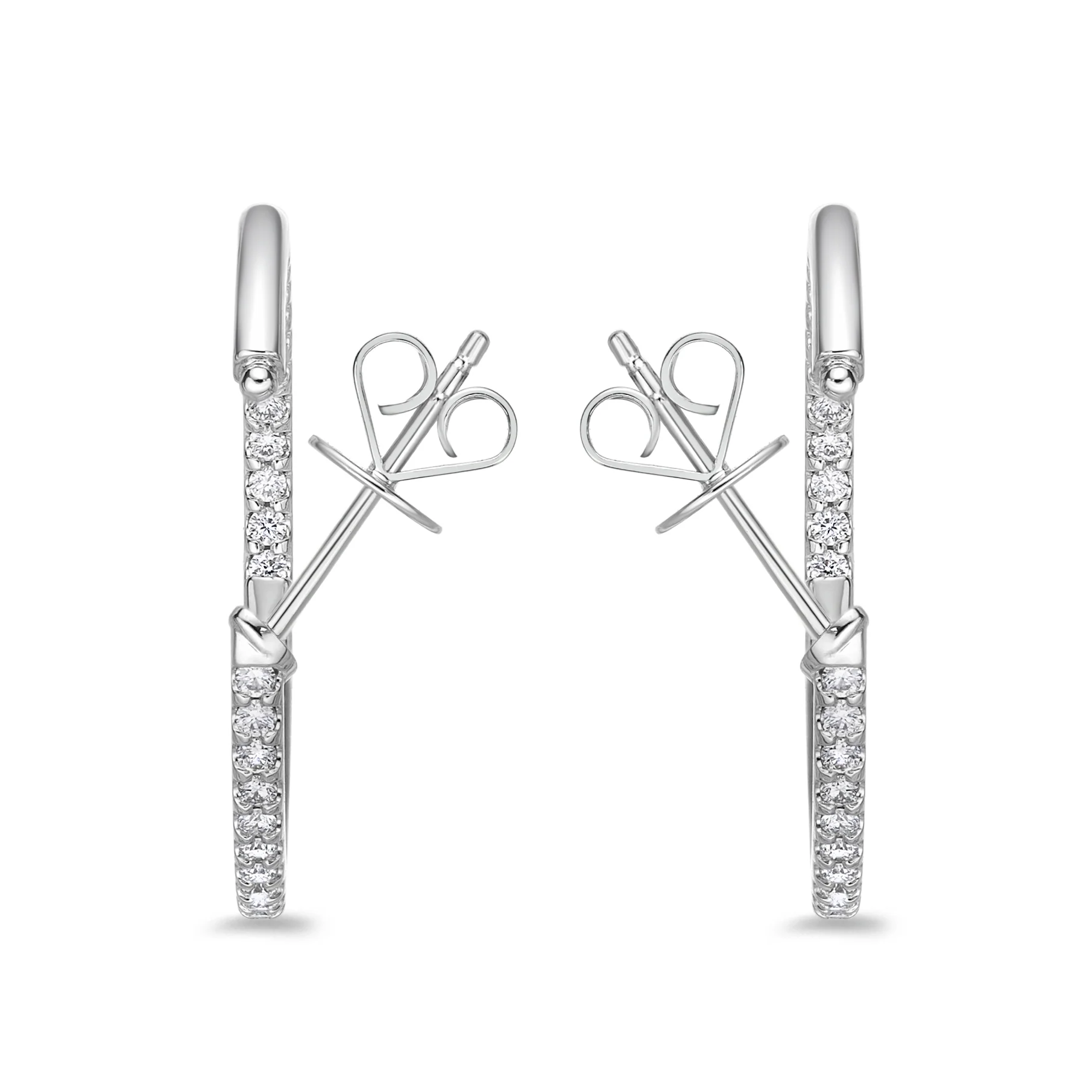 Memoire 18ct White Gold 3/4 Carat Diamond Odessa Hoop Earrings 24x24mm - Image 2
