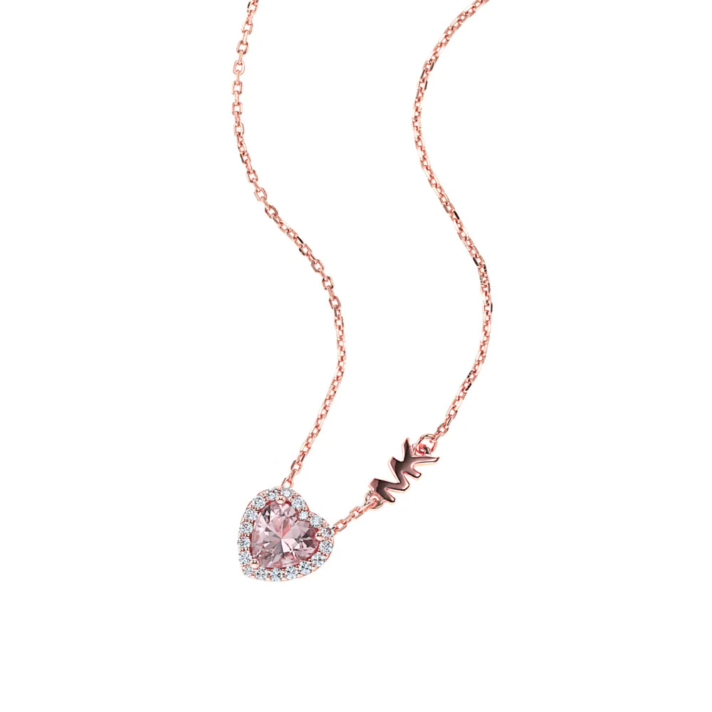 Michael Kors 14ct Rose Gold Plated Heart Pendant On Chain - Image 3