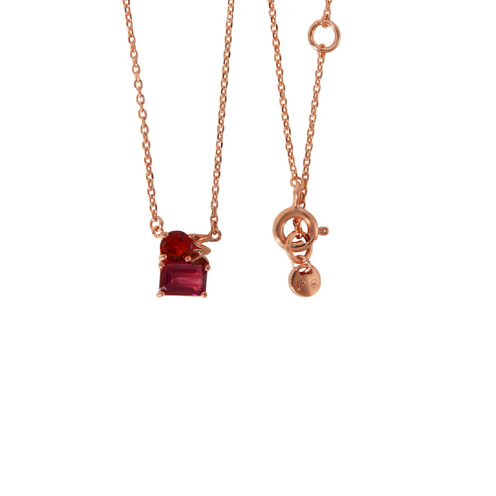 Michael Kors 14ct Rose Gold Plated Stainless Steel Premium Mixed Stone Pendant with Chain - Image 2