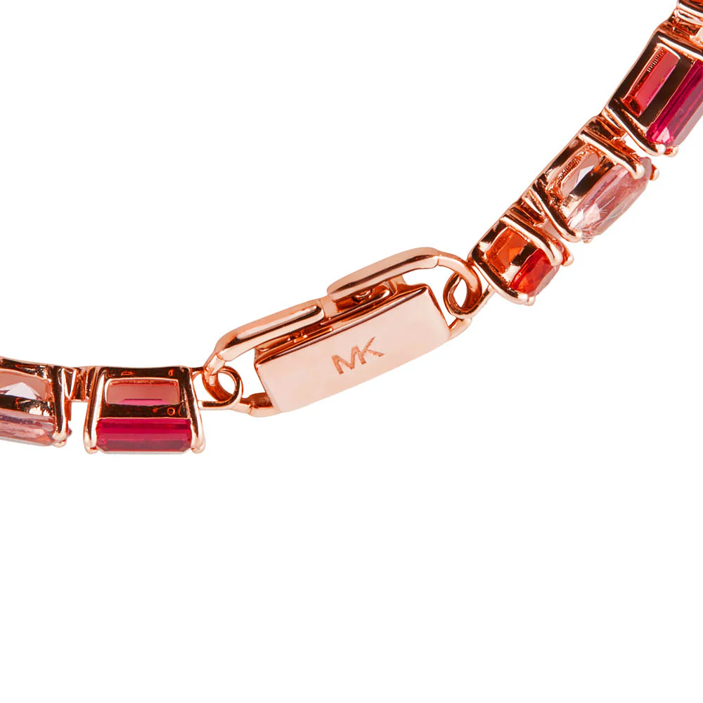 Michael Kors 14ct Rose Gold Plated Sterling Silver Premium Mixed Stone Tennis Bracelet - Image 4