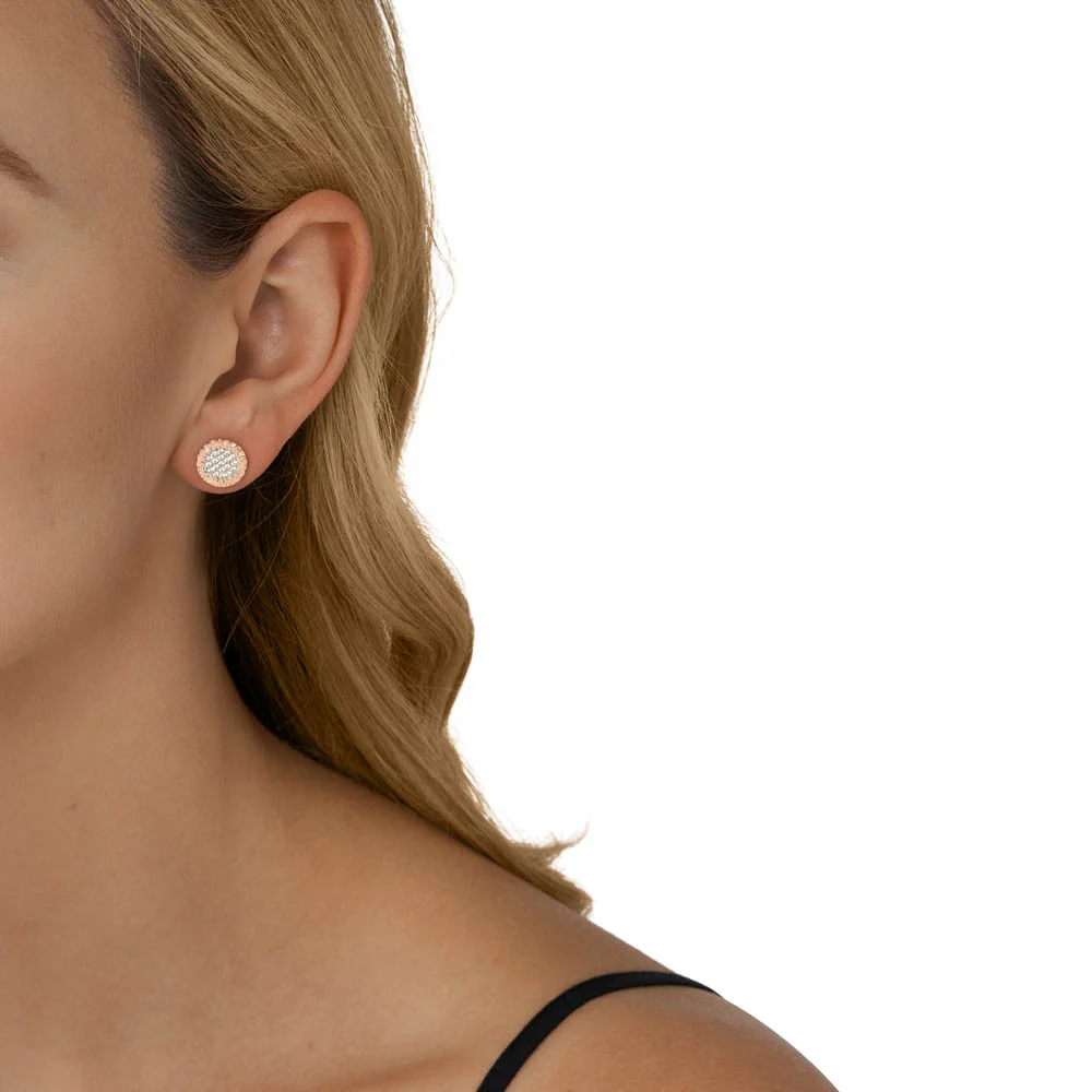 Michael Kors 14ct Rose Gold Plated Sterling Silver Premium Monogram Stud Earring - Image 4