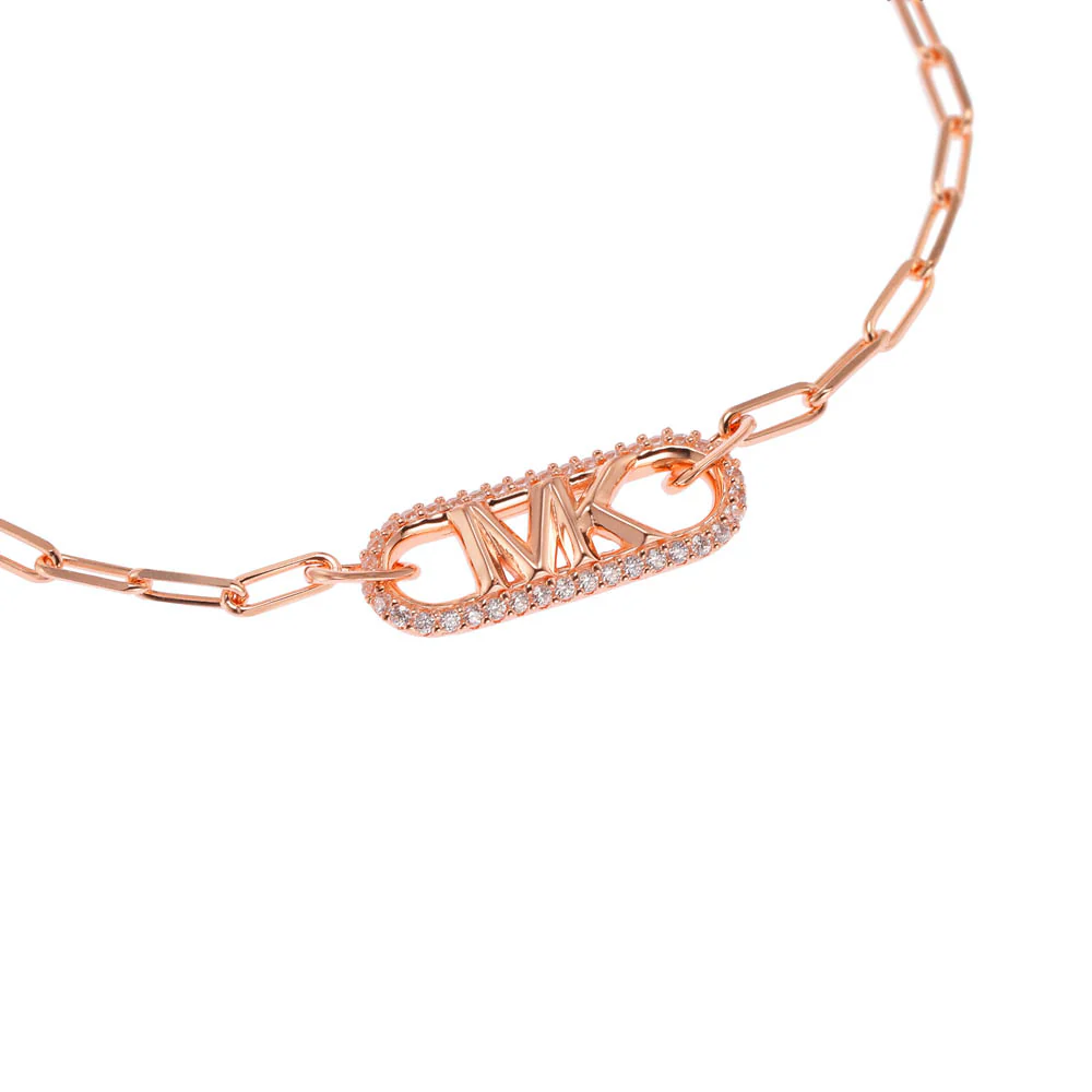 Michael Kors 14ct Rose Gold Plated Sterling Silver Premium Pave Empire Link Bracelet - Image 2
