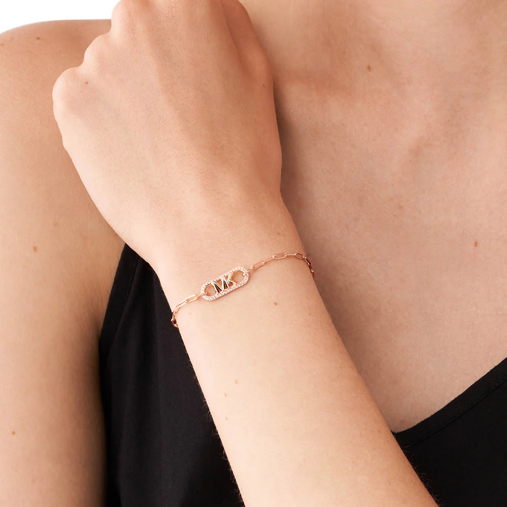 Michael Kors 14ct Rose Gold Plated Sterling Silver Premium Pave Empire Link Bracelet - Image 6