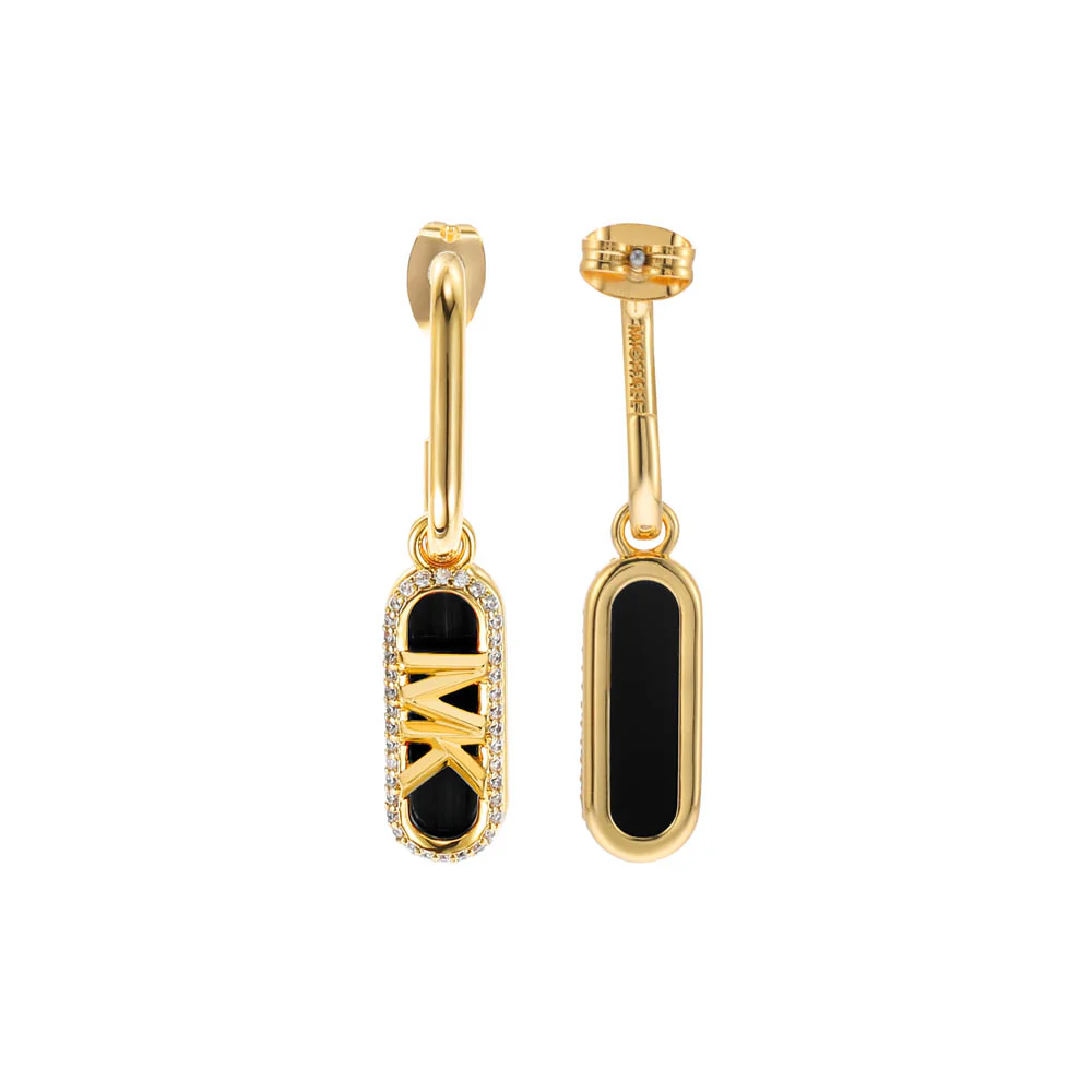 Michael Kors 14ct Yellow Gold Plated Brass Black Onyx Empire Charm Drop Earring - Image 2