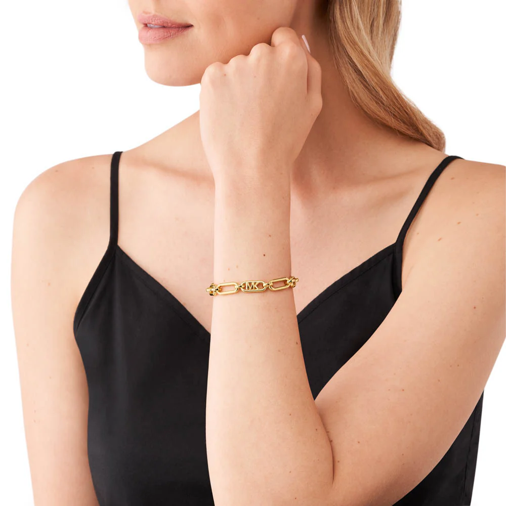 Michael Kors 14ct Yellow Gold Plated Brass Premium Empire Link Chain Bracelet - Image 5