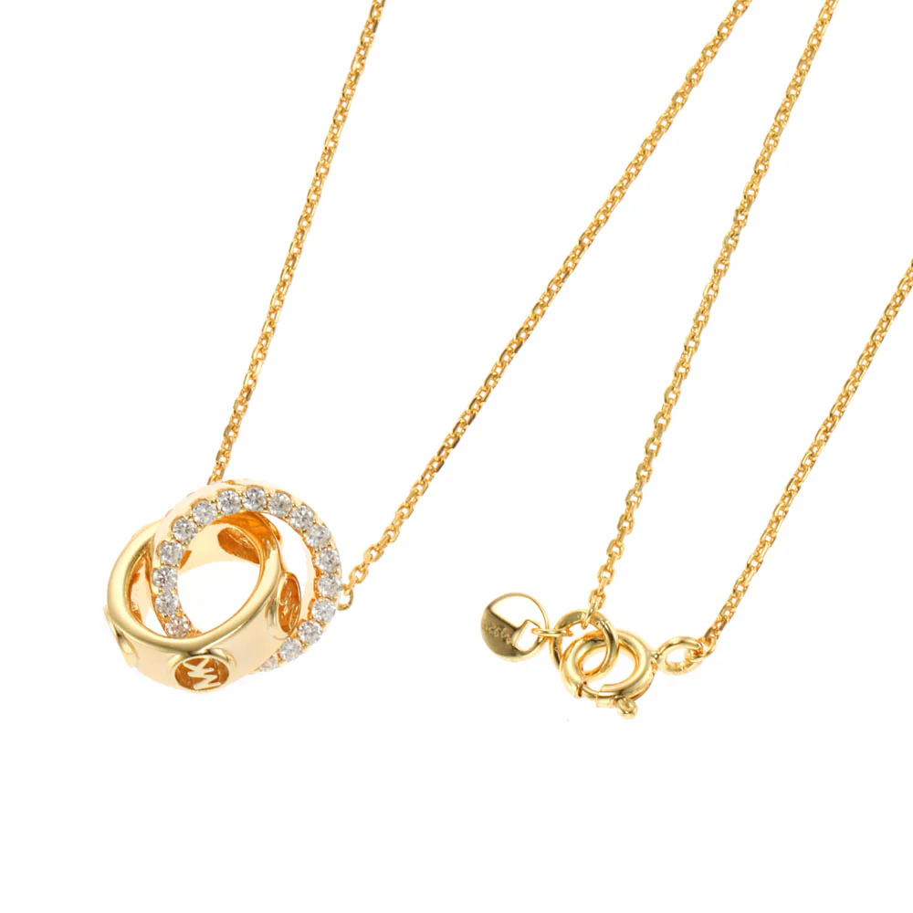 Michael Kors 14ct Yellow Gold Plated Sterling Silver Premium Interlocking Circle Pendant with Chain - Image 2
