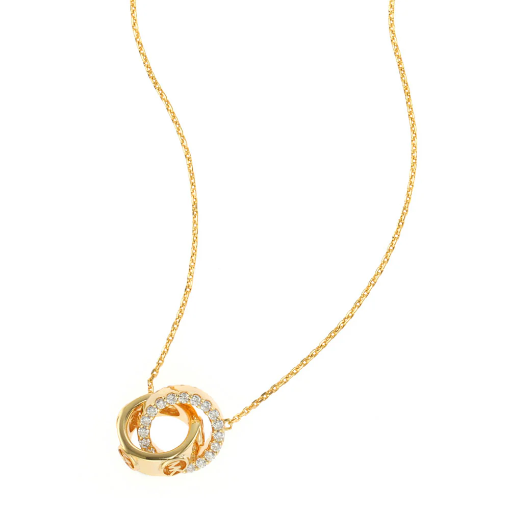 Michael Kors 14ct Yellow Gold Plated Sterling Silver Premium Interlocking Circle Pendant with Chain - Image 3