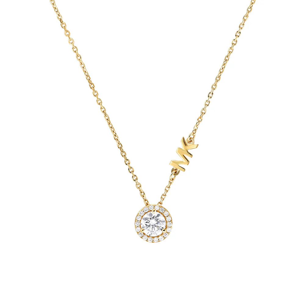 Michael Kors 14ct Yellow Gold Plated Sterling Silver Premium Round CZ Pendant with Chain - Image 2