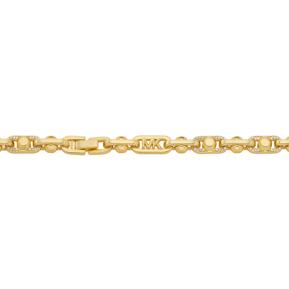 Michael Kors Gold Plated Brass Astor Link Pave 16" Chain - Image 2