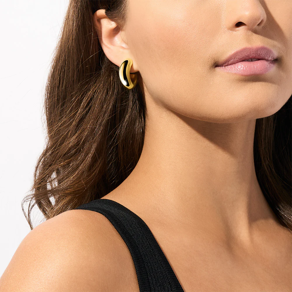Michael Kors Gold Plated Brass Chunky Hoop Earrings - Image 4