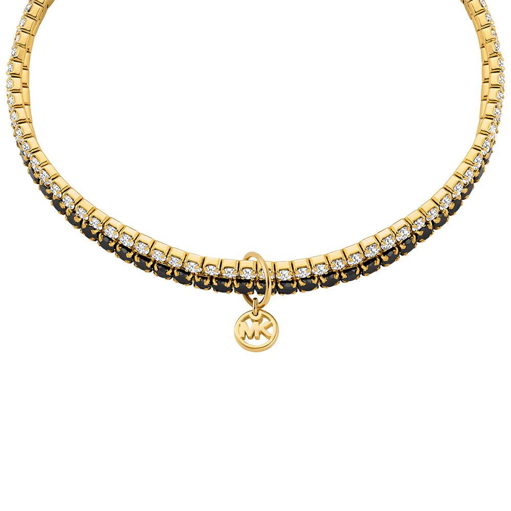 Michael Kors Gold Plated Brass Clear And Black Zirconia Stretch Tennis Bracelet - Image 2