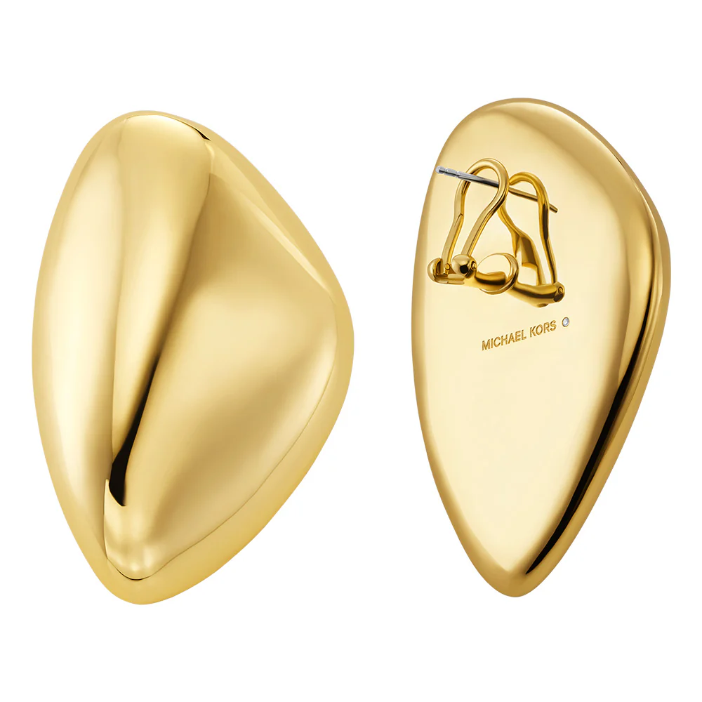 Michael Kors Gold Plated Brass Pebble Stud Earrings - Image 2