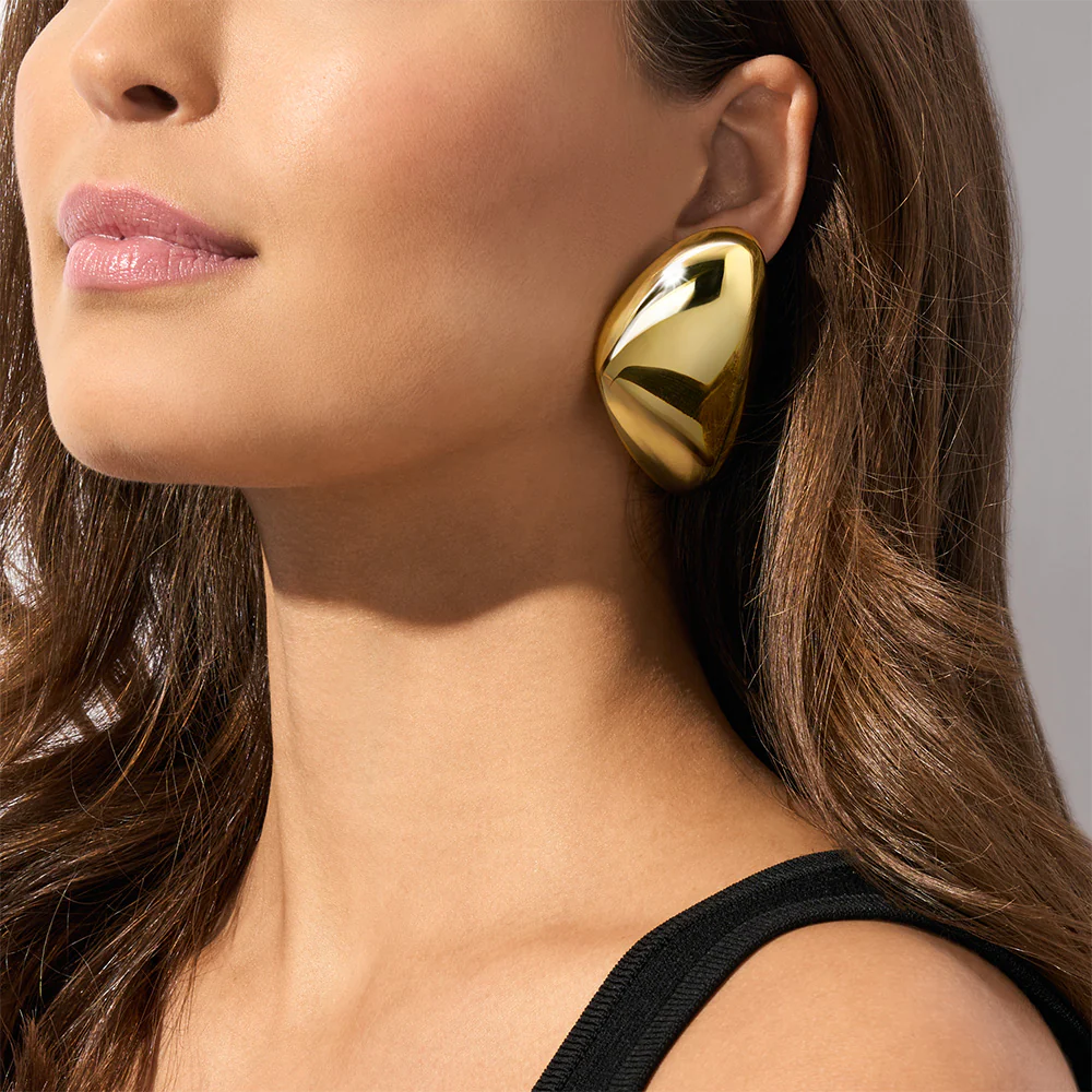 Michael Kors Gold Plated Brass Pebble Stud Earrings - Image 4