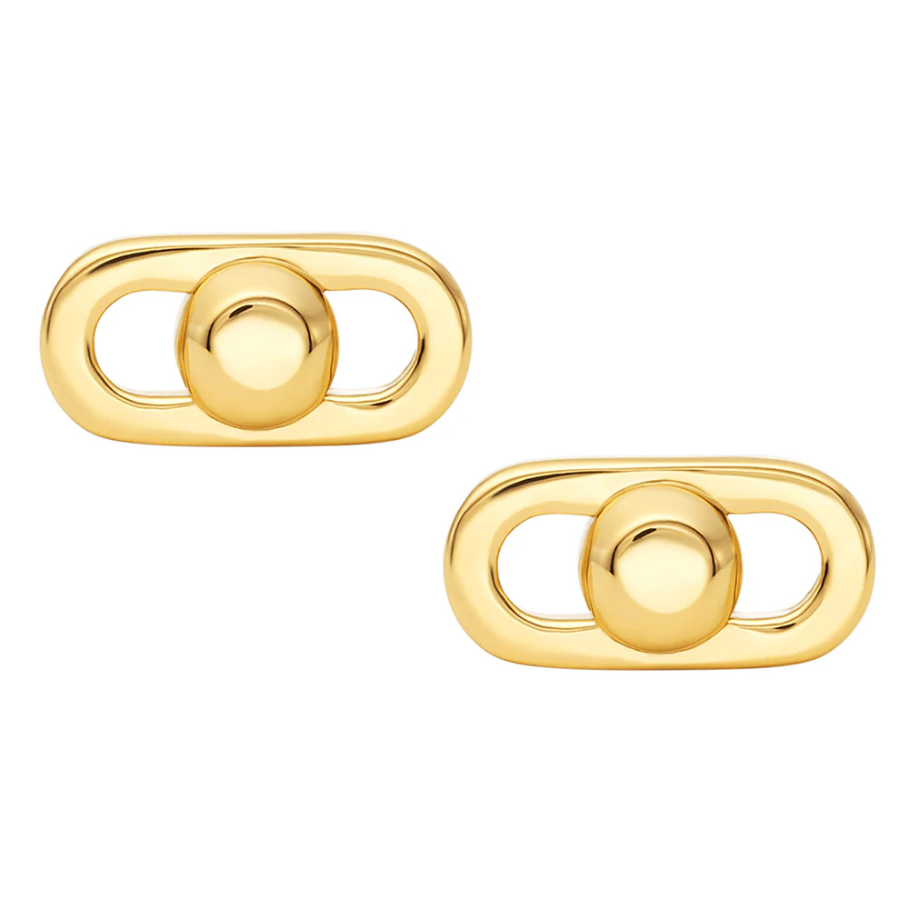 Michael Kors Gold Plated Sterling Silver Astor Link Pave Stud Earrings - Image 2