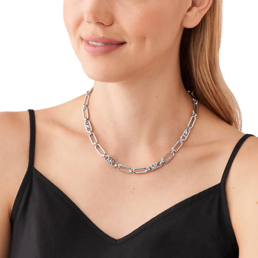 Michael Kors Platinum Plated Brass Premium Empire Link Chain - Image 5